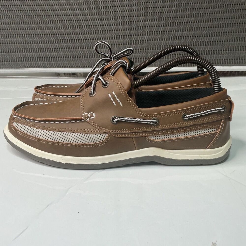 Island Surf Men's Size 9 Brown Boat Shoes Synthetic Upper Durable Sole